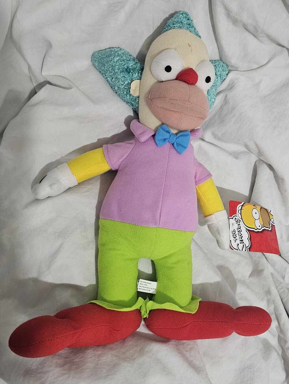 2016 The Simpsons Krusty the Clown Plush Toy - NEW WITH TAGS
